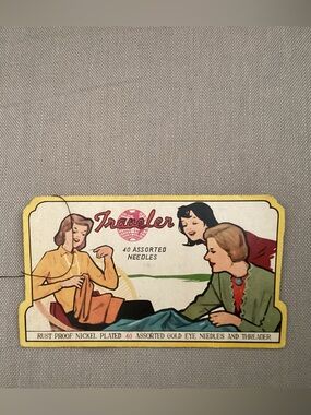 Vintage Traveler branded needle book 1950s, rust proof, nickel plated needles